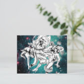 Postkarte "Space Chick" und "Octopus" (Stehend Vorderseite)
