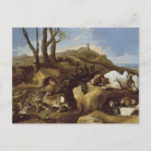 Postkarte: Spaniels, die Kaninchen in den Dünen st Postkarte