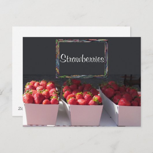 Postkarte - Srawberry-Körbe mit Zeichen (Vorne/Hinten)