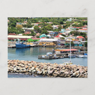 Postkarte, St. Kitts - Boote und Gebäude Postkarte