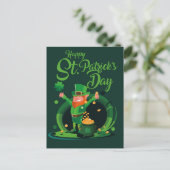 Postkarte St. Patrick's Day Leprechaun (Stehend Vorderseite)