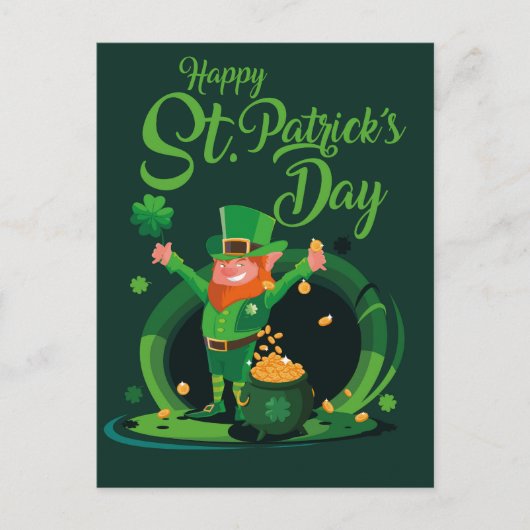 Postkarte St. Patrick's Day Leprechaun (Vorderseite)