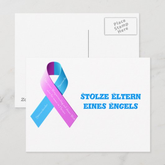 Postkarte stolze Eltern eines Engels (Vorne/Hinten)