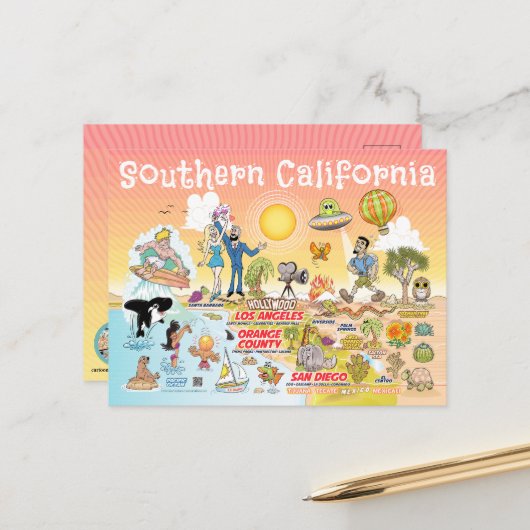 Postkarte Südkalifornien (Vorderseite/Rückseite Beispiel)