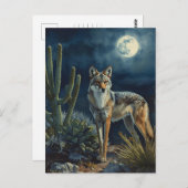 Postkarte Südwestliche Coyote und Mondwüste (Vorne/Hinten)