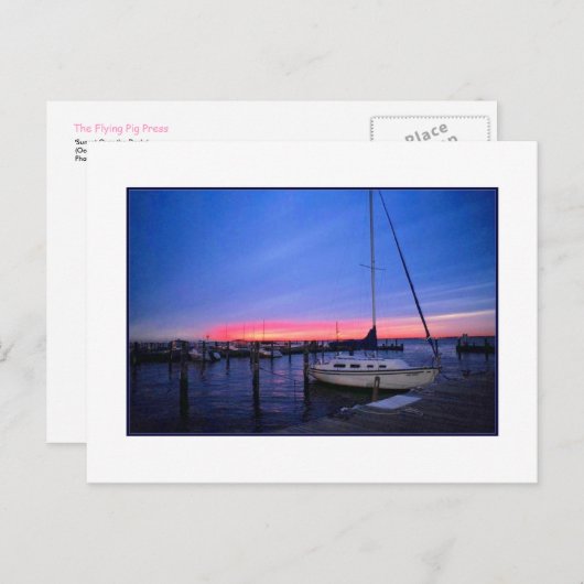 Postkarte "Sunset Over Docks" (Vorne/Hinten)
