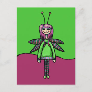 Postkarte, Süßes Libellen Mädchen Postkarte