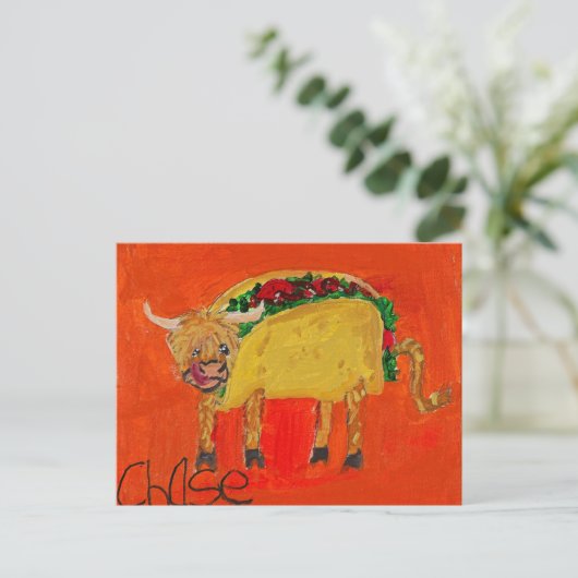 Postkarte "Taco Cow" (Stehend Vorderseite)