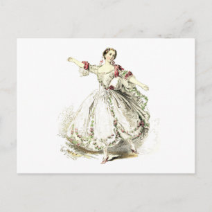 Postkarte - Tanzende Dame in Rosen