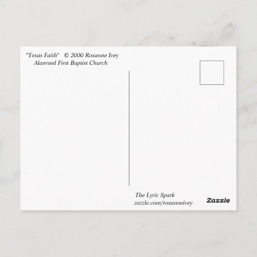 Postkarte "Texas Faith" (Rückseite)