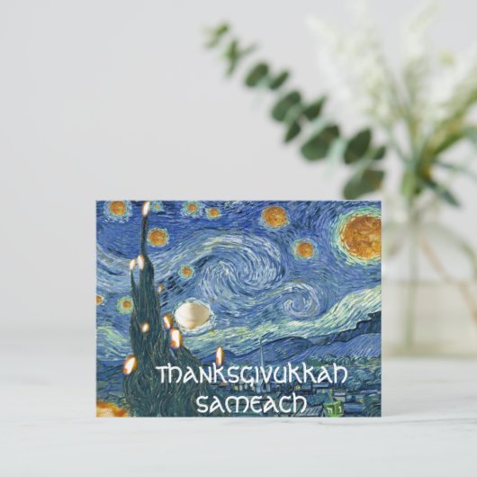 Postkarte: Thanksgivukkah Sameach (Ölige Nacht) Postkarte (Stehend Vorderseite)