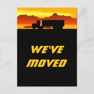 Postkarte Umzug Truck bei Sunset Moved Neue Adress