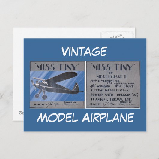 Postkarte - Vintag, Modellflugzeug (Vorne/Hinten)