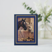 Postkarte Vintag Pferde Hunde (Stehend Vorderseite)