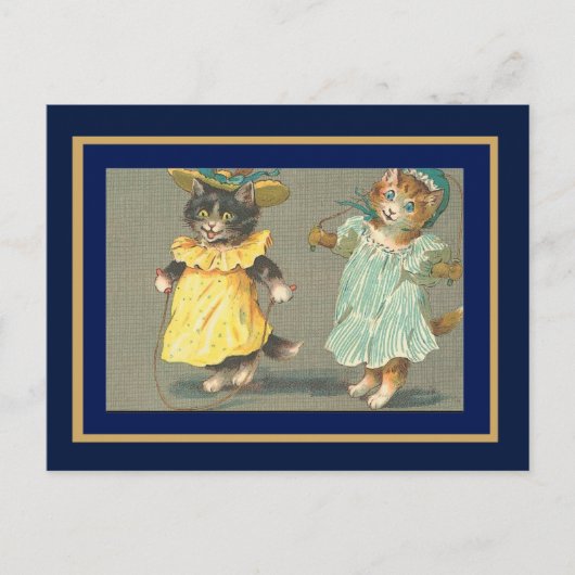 Postkarte Vintag Überspringen Katzen (Vorderseite)