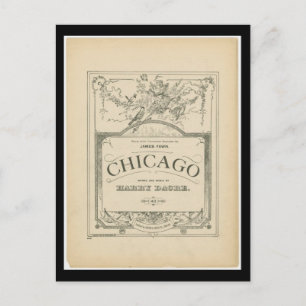 Postkarte-Vintage Chicago Art-Chicago Words & Musi Postkarte