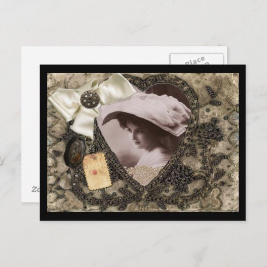 Postkarte - Vintage Dame (Vorne/Hinten)