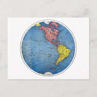 Postkarte: Vintage Karte des Westerns Hemisphäre