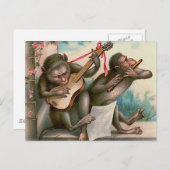 Postkarte "Vintage Musikaffen" (Vorne/Hinten)