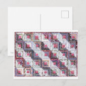 Postkarte vintage Patchwork-Quilt Log Cabin (Vorne/Hinten)