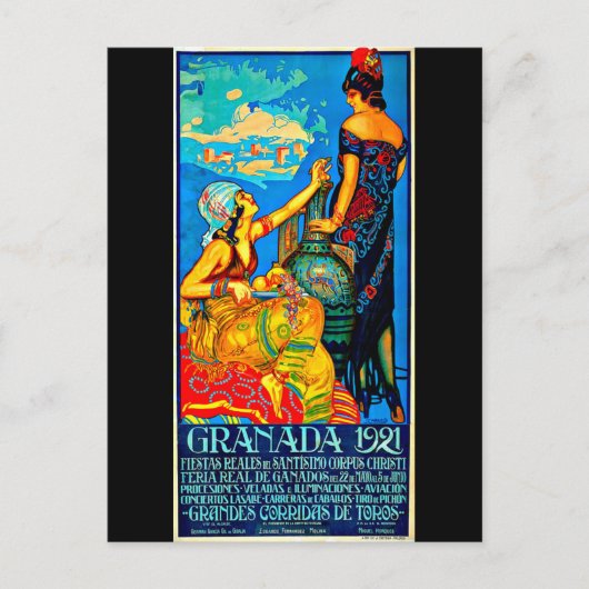 Postkarte Vintage Reise-Granada (Vorderseite)