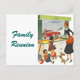 Postkarte Vintage Retro Familientreffen Ankündigun
