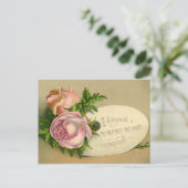 Postkarte: Vintage Rose Glück Postkarte (Stehend Vorderseite)