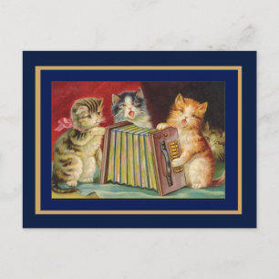 Postkarte Vintage singende Katzen