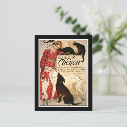 Postkarte: Vintage Steinlen "Clinique Cheron" Postkarte (Stehend Vorderseite)