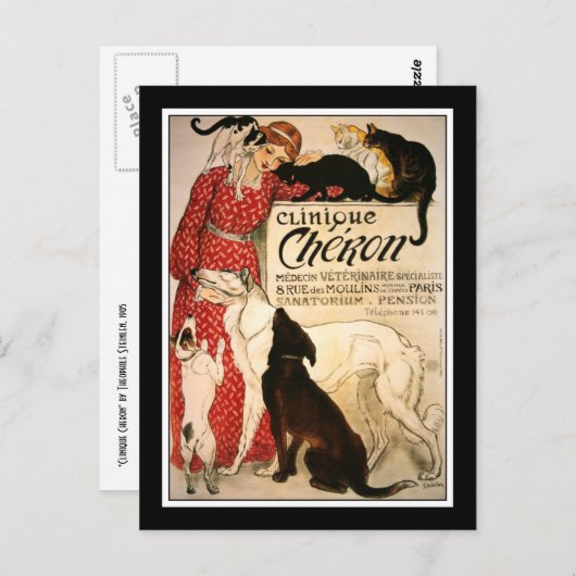 Postkarte: Vintage Steinlen "Clinique Cheron" Postkarte (Vorne/Hinten)