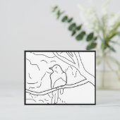 Postkarte - Vogel auf Verzweigung zu Farbe (Stehend Vorderseite)