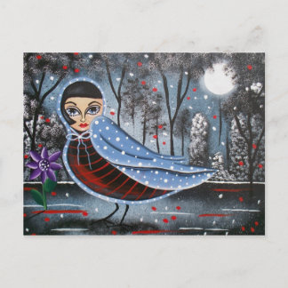 Postkarte VOLKSKUNST Vogel-Dame BY LORI EVERETT
