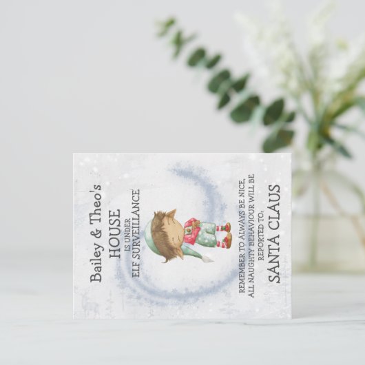 Postkarte vom Elf des Weihnachtsmannes (Stehend Vorderseite)