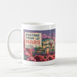 Postkarte vom Mars Pixel Art Becher Kaffeetasse