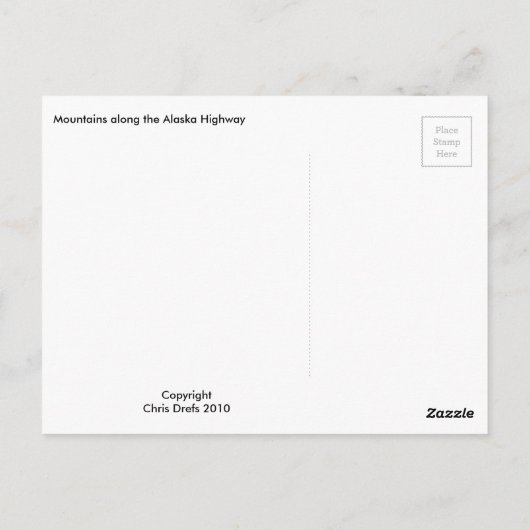 Postkarte von Alaska (Rückseite)