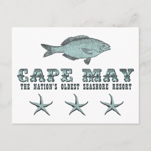 Postkarte von Cape May Nation's ältestes Seashore (Vorderseite)