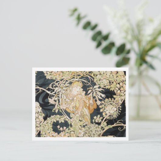 Postkarte von "Lady With a Daisy" von Alphonse Muc (Stehend Vorderseite)