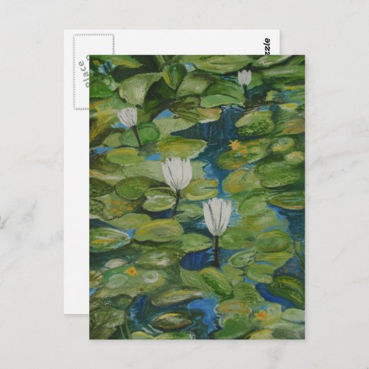 Postkarte - Wasser-Lilien an Hopeland Gärten (Vorne/Hinten)