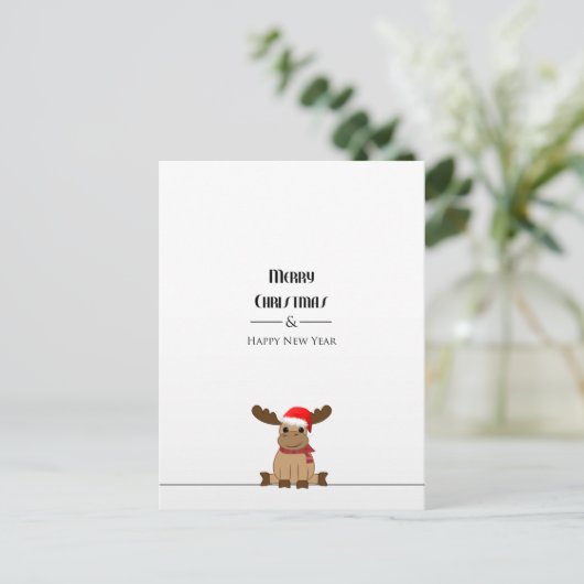 Postkarte Weihnachten Elch (Stehend Vorderseite)