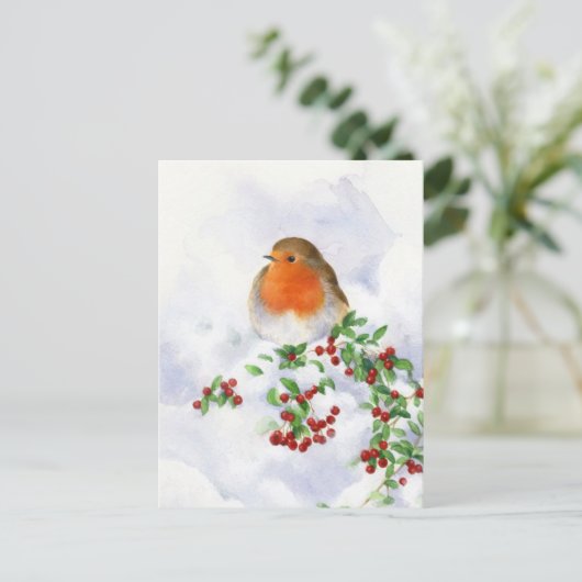 Postkarte - Weihnachtsrobin (Stehend Vorderseite)