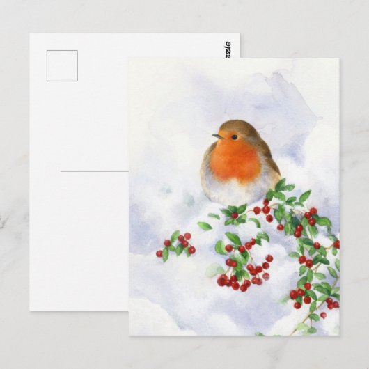 Postkarte - Weihnachtsrobin (Vorne/Hinten)