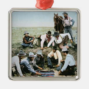 Postkarte, welche die Cowboys spielen Ornament Aus Metall