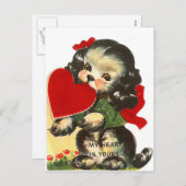Postkarte Welpen-Herz| Vintage Valentine-| (Vorne/Hinten)