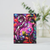 Postkarte - Whimsical Abstrakt Kitty Cat Floral (Stehend Vorderseite)