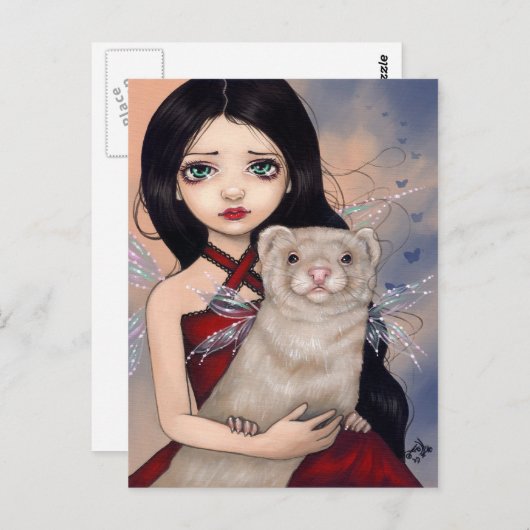 Postkarte "Winged Ferret" (Vorne/Hinten)