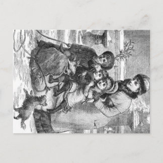Postkarte - Winter-Szenen-Familie