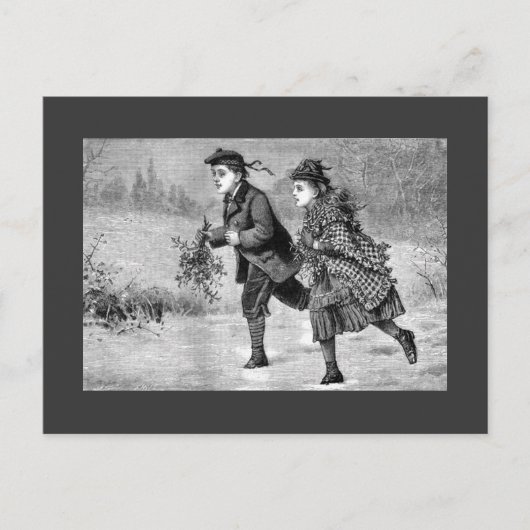 Postkarte - Winter-Szenen-Schwarzes u. Weiß (Vorderseite)