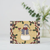 Postkarte - Winterverschneiter Schneemann (Stehend Vorderseite)