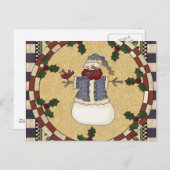 Postkarte - Winterverschneiter Schneemann (Vorne/Hinten)