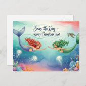 Postkarte zum Internationalen Freundschaftstag (Vorne/Hinten)